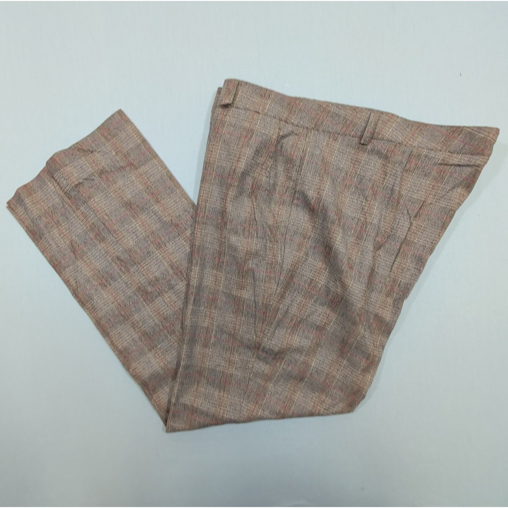 Maison Common Womens Plaid Wool Pants 46 US 10 12 Brown Trousers